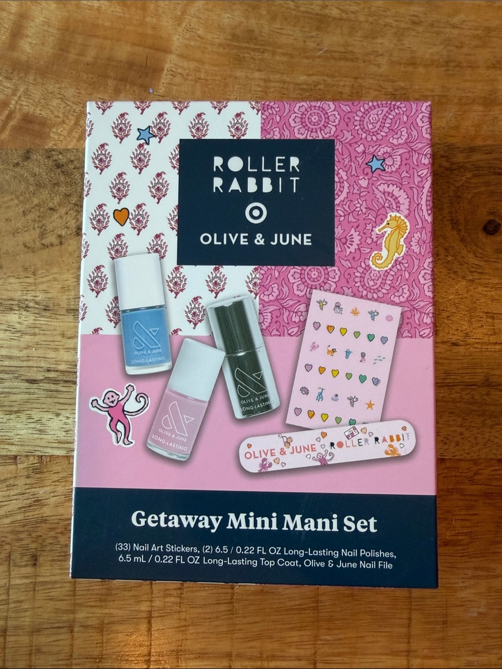 Roller Rabbit Getaway Mini Mani Set - Pink, Blue & Green